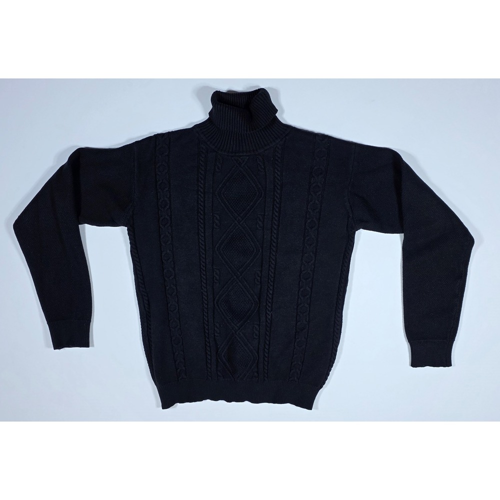 Coofandy Men's Black Cable Knit Turtleneck Sweater XL Long Sleeve Pullover